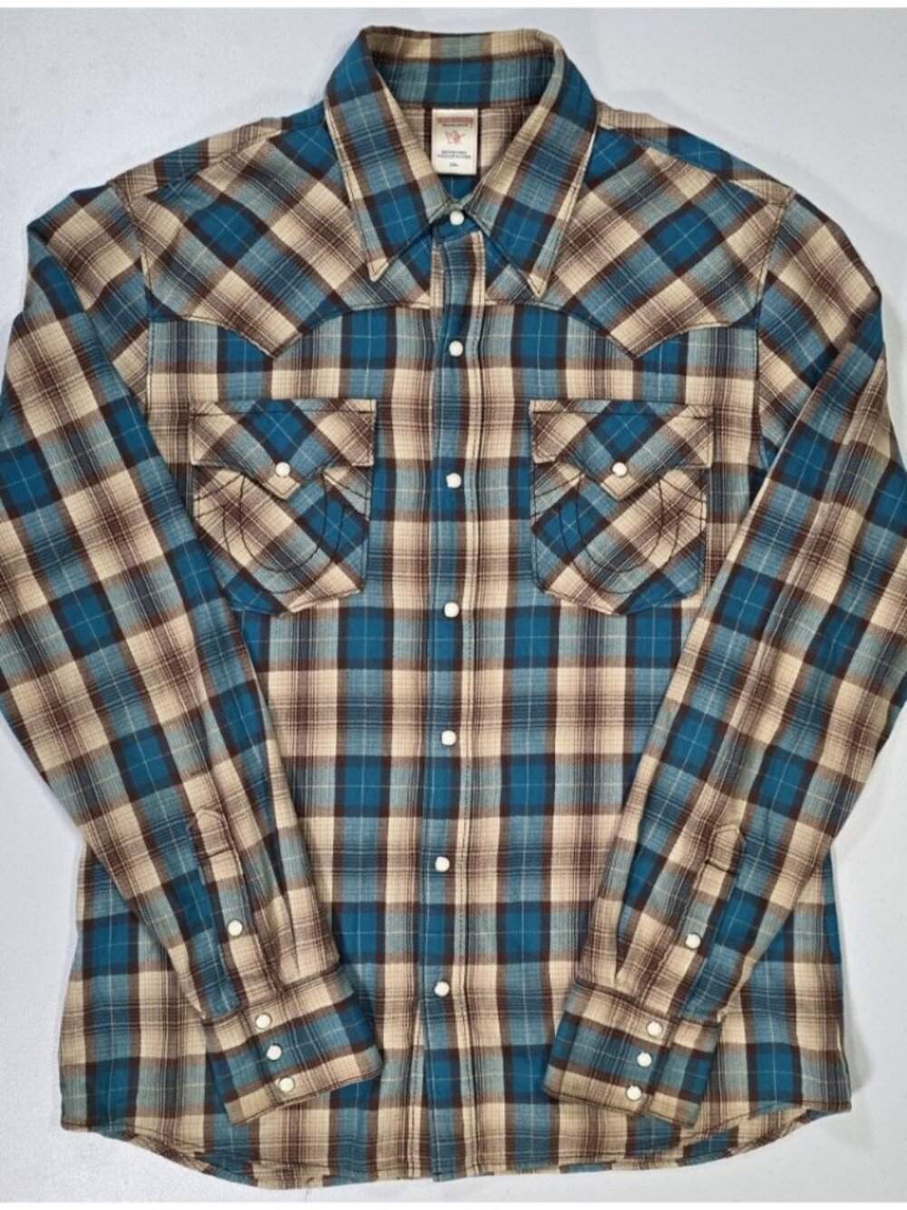True Religion Long Sleeve Pearl Snap Flannel Western Cowgirl Shirt Women's XXL
